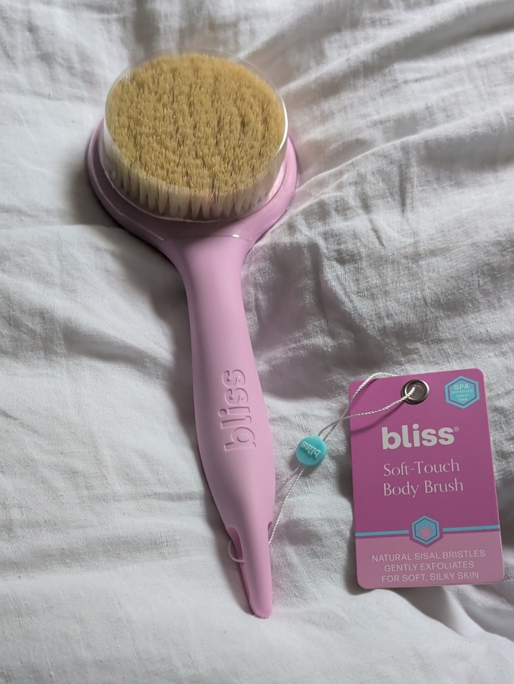 NWT- Bliss Soft-Touch Body Brush with Natural Bristles - Pink